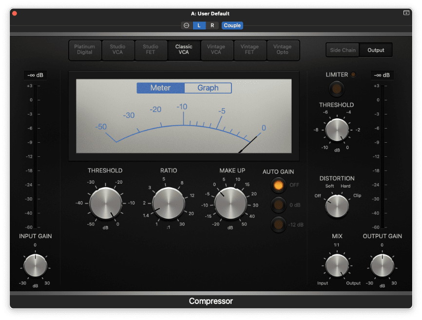 Classic VCA de Logic Pro que emula el dBX 160